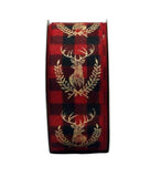 C&S Ribbons Christmas Checks Gold Reindeer on Red and Black Check Ribbon - 2.5" x 10 yds - Wired Christmas Ribbon Gold Reindeer on Red and Black Check Ribbon - 2.5" x 10 yds - Wired Christmas Ribbon