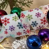 C&S Ribbons Christmas Multi-Colored Snowflake Christmas Ribbon – 2.5" x 10 yds Multi-Colored Snowflake Christmas Ribbon – 2.5" x 10 yds