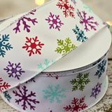 C&S Ribbons Christmas Multi-Colored Snowflake Christmas Ribbon – 2.5" x 10 yds Multi-Colored Snowflake Christmas Ribbon – 2.5" x 10 yds