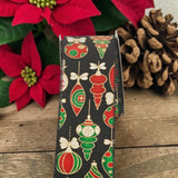 C&S Ribbons Christmas Vintage Ornaments on Black Canvas - 2.5" x 10 yds - Wired Christmas Ribbon for Bows & Wreaths Vintage Ornaments on Black Canvas - 2.5" x 10 yds - Wired Christmas Ribbon for Bows & Wreaths