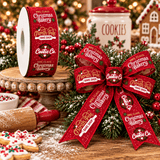 C&S Ribbons Christmas Words Mrs Claus Christmas Bakery Wired Ribbon – 1.5" x 10 Yds - Red Cookie Co Ribbon - North Pole Bake Shop Bows Mrs Claus Christmas Bakery Wired Ribbon – 1.5" x 10 Yds - Red Cookie Co Ribbon - North Pole Bake Shop Bows
