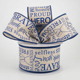 CBI Misc Ribbon 2.5" X 10 yds Natural & Blue US Marine Corp Ribbon, Wired Military Ribbon