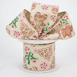 Expressions / RG Ribbon Christmas 2.5" x 10 Yds Natural Canvas Ribbon with Christmas Cookies & Candies 2.5" x 10 Yds Natural Canvas Ribbon with Christmas Cookies & Candies