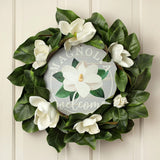Expressions / RG Ribbon Signs Grey "MAGNOLIA WELCOME" Round Sign - 12" Metal Spring Wreath Sign Grey "MAGNOLIA WELCOME" Round Sign - 12" Metal Spring Wreath Sign