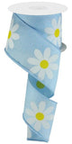 Expressions / RG Ribbon Spring 2.5" x 10 Yds Light Blue Bold Daisy Ribbon 2.5" x 10 Yds Light Blue Bold Daisy Ribbon