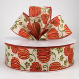 Jascotina Autumn 2.5" x 10 yds Glittered Pumpkin Ribbon, Wired Autumn / Fall Ribbon 2.5" x 10 yds Glittered Pumpkin Ribbon, Wired Autumn / Fall Ribbon