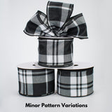 Jascotina Checks 1.5 or 2.5 inch Black & White Woven Plaid Ribbon - Wired Josh Plaid Ribbon - 50 Yards
