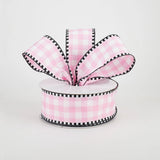 Jascotina Checks 1.5" x 50 yds Pink & White Check with Black & White Edge Ribbon 1.5" x 50 yds Pink & White Check with Black & White Edge Ribbon