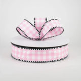 Jascotina Checks 1.5" x 50 yds Pink & White Check with Black & White Edge Ribbon 1.5" x 50 yds Pink & White Check with Black & White Edge Ribbon