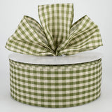 Jascotina Checks 2.5" 1.5" or 2.5" x 10 yds Moss and Natural Primitive Gingham Ribbon 1.5" or 2.5" x 10 yds Moss and Natural Primitive Gingham Ribbon