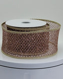 Jascotina Christmas 1.5 or 2.5" x 10 Yards Blush Mesh Ribbon Gold Foiled Edge - Wired Christmas Ribbon 1.5 or 2.5" x 10 Yards Blush Mesh Ribbon Gold Foiled Edge - Wired Christmas Ribbon