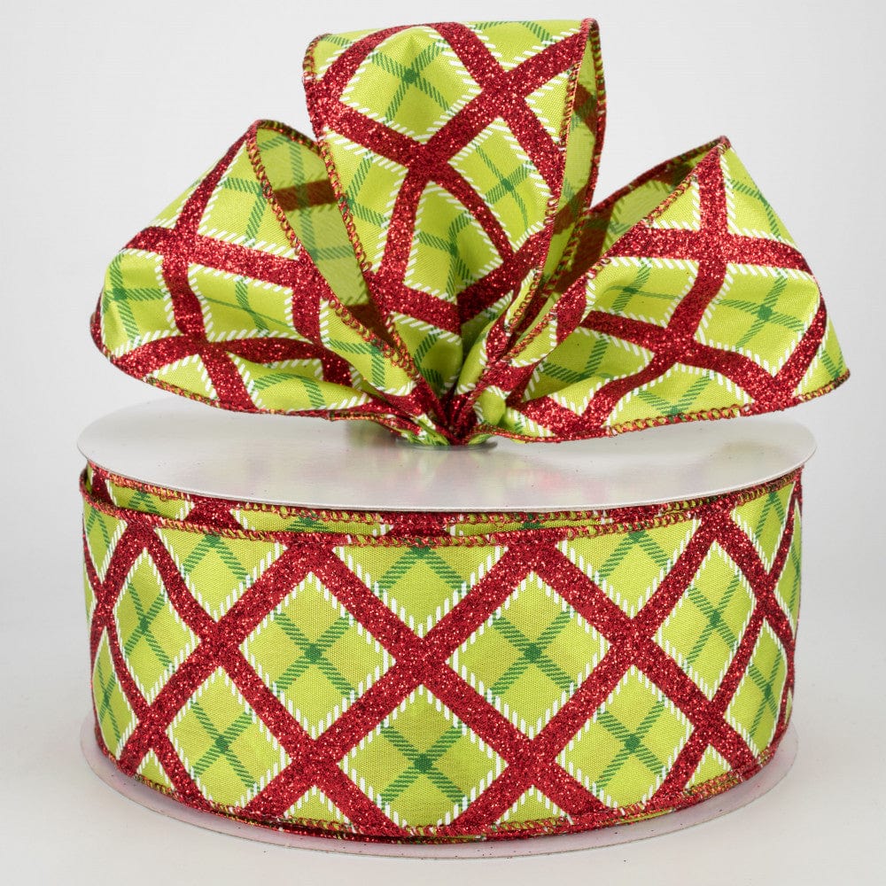 2 Rolls Christmas Wired Ribbon Red Green Navy Blue