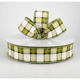 Jascotina Christmas Plaid Copy of 1.5" or 2.5" x 50 yds Woven Red, Cream & Black Square Plaid Ribbon, Wired Christmas Ribbon