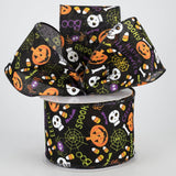 Jascotina Halloween 2.5" x 10 yds Everything Fun Black Canvas Ribbon, Halloween Images, Wired Halloween Ribbon