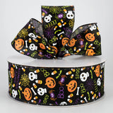 Jascotina Halloween 2.5" x 10 yds Fun Black Canvas Ribbon, Halloween Images, Wired Halloween Ribbon 2.5" x 10 yds Fun Black Canvas Ribbon, Halloween Images, Wired Halloween Ribbon