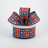 Jascotina Patriotic Ribbon 1.5" or 2.5" x 10 yds Patriotic Wired Ribbon, Natural Stars on Red & Blue Background – Americana Rustic Ribbon 1.5" or 2.5" x 10 yds Patriotic Wired Ribbon, Natural Stars on Red & Blue Background – Americana Rustic Ribbon