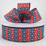 Jascotina Patriotic Ribbon 2.5" 1.5" or 2.5" x 10 yds Patriotic Wired Ribbon, Natural Stars on Red & Blue Background – Americana Rustic Ribbon 1.5" or 2.5" x 10 yds Patriotic Wired Ribbon, Natural Stars on Red & Blue Background – Americana Rustic Ribbon