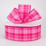Jascotina Plaid 2.5" x 10 yds Fuchsia, Pink & White Plaid Ribbon - Valentines Ribbon 2.5" x 10 yds Fuchsia, Pink & White Plaid Ribbon - Valentines Ribbon