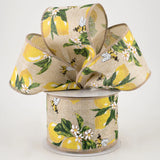 Jascotina Ribbons & Trim Lemons & Bees on 2.5" Natural Canvas Ribbon - 10 yards Lemons & Bees on 2.5" Natural Canvas Ribbon - 10 yards