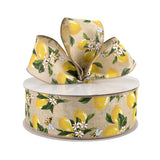 Jascotina Ribbons & Trim Lemons & Bees on 2.5" Natural Canvas Ribbon - 10 yards Lemons & Bees on 2.5" Natural Canvas Ribbon - 10 yards