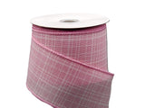 Jascotina Solids 2.5" Pink & White Textured Canvas Wired Ribbon - 10 Yards 2.5" Pink & White Textured Canvas Wired Ribbon - 10 Yards