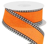 Jascotina Spring 1.5 1.5" or 2.5" Orange Canvas Ribbon with Black & White Gingham Edges - 10 Yards 1.5" or 2.5" Orange Canvas Ribbon with Black & White Gingham Edges - 10 Yards