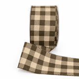 MayArts Checks 2.5" x 10 yds Olive Green & Natural Buffalo Check Ribbon, Wired Buffalo Check Ribbon 2.5" x 10 yds Olive Green & Natural Buffalo Check Ribbon, Wired Buffalo Check Ribbon