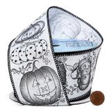 PaperMart Halloween 2.5 inch Cheery Black & White Jack 'O Lanterns & Pumpkins - 10 Yards 2.5 inch Cheery Black & White Jack 'O Lanterns & Pumpkins - 10 Yards
