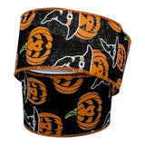 PaperMart Halloween Jack-O-Lantern Halloween Ribbon - 2.5" x 10 Yds Black Ribbon with Orange Pumpkins Jack-O-Lantern Halloween Ribbon - 2.5" x 10 Yds Black Ribbon with Orange Pumpkins