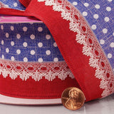 PaperMart Patriotic Ribbon 2.5" x 10 yds Wired Patriotic Ribbon, Light Blue Ribbon with White Polka Dots & Red Edge, Ribbon for Bows & Wreaths