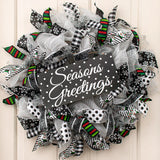 PerpetualRibbons Christmas 2.5" x 10 Yards Snowman Head & Diagonal Black & White Stripes Ribbon 2.5" x 10 Yards Snowman Head & Diagonal Black & White Stripes Ribbon