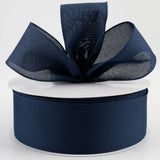 PerpetualRibbons Solids 2.5 1.5" & 2.5" Solid Navy Blue Canvas Ribbon - Wired Craft Ribbon - 50 Yards 1.5" & 2.5" Solid Navy Blue Canvas Ribbon - Wired Craft Ribbon - 50 Yards