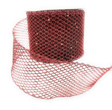 S & C Ribbons Christmas 2.5" x 10 yards Red Glitter Mesh Ribbon, Wired Christmas Ribbon