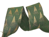 S & C Ribbons Christmas 2.5" x 10 yds Olive Green Ribbon with Gold Glitter Trees, Wired Christmas Ribbon