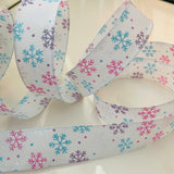 S & C Ribbons Christmas Glitter 1.5" x 10yds Glitter Snowflake Ribbon, Wired Christmas Ribbon