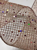 S&C Ribbons Christmas Glitter 2.5" 2.5" Rose Gold Net Ribbon - Wired Christmas Ribbon - 10 Yards