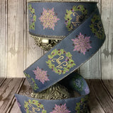 S & C Ribbons Christmas Winter Ribbon Copy of 2.5" x 10 yds Brown, Cream & Blue Plaid Linen Ribbon, Wired Christmas Ribbons Ribbon