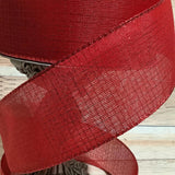 S & C Ribbons Christmas Winter Ribbon Copy of 2.5" x 10 yds Scarlet Red Satin Ribbon with Gold Flourish, Wired Christmas Ribbon