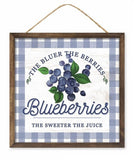 CBI Signs "The Bluer the Berries" "The Sweeter the Juice" Sign - 10" Blue & White Buffalo Check MDF Sign
