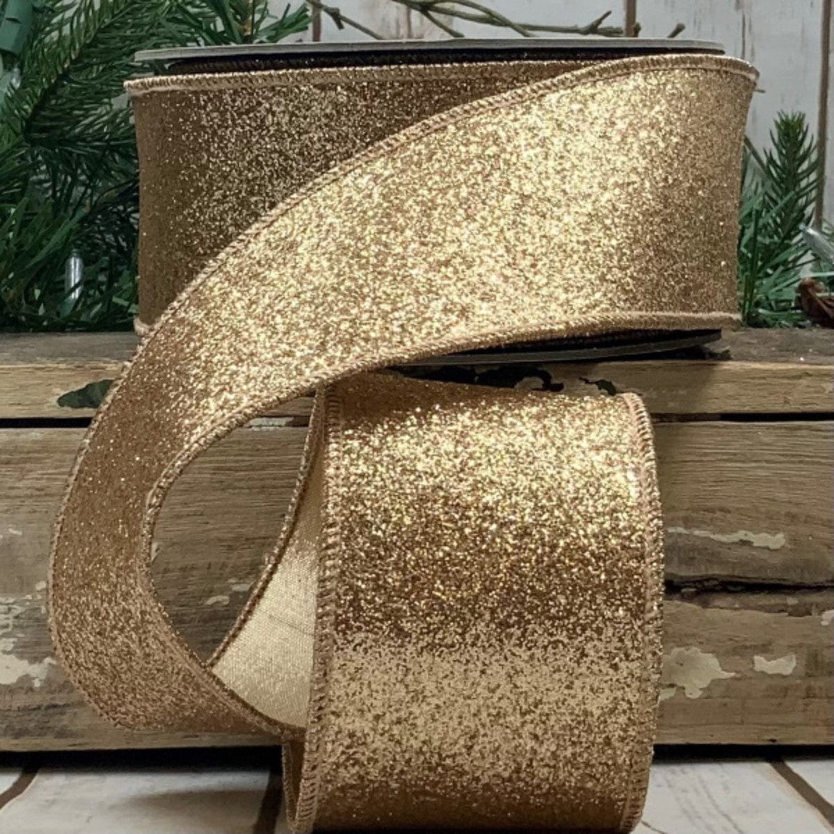 Wired Brown Glitter Ribbon, Brown Wired Ribbon, Brown Ribbon for Wreaths  and Bows 4 X 10 YARD ROLL 