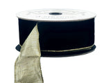 d.stevens Velvet Copy of d.stevens 2.5" Black Velvet Ribbon with Gold Edges & Back -10 Yards