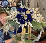 d.stevens Velvet d.stevens 2.5" Royal Blue Velvet Christmas Ribbon with Gold Edges & Back - 10 Yards