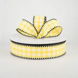 Jascotina Checks 1.5 inch Yellow & White Check with Black & White Edge Ribbon - 50 Yards