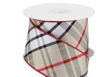2.5" Christmas Plaid Ribbon with Red Fused Back - 10 Yards