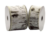 Jascotina Christmas Winter Ribbon 10 Yards 1.5" or 2.5" Wired Birch Bark Ribbon - Christmas Wood Ribbon
