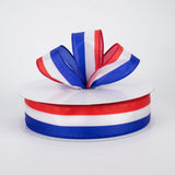Jascotina Patriotic Ribbon 1.5 1.5 or 2.5 inch Red, White & Blue Satin Striped Ribbon - 50 Yards