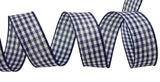 Perpetual Ribbons Navy Blue 1.5" Gingham Ribbon - Various Colors - 50 Yard Bargain Rolls