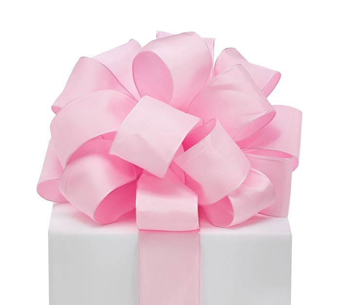 Bright Pink Ribbon, Pink and White Ribbon, Wired Ribbon for Gift