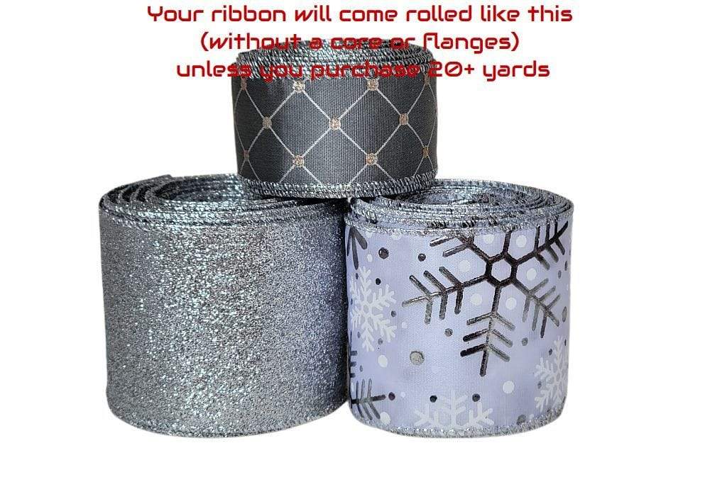 1.5 x 10yds Glitter Snowflake Ribbon, Wired Christmas Ribbon