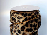 PerpetualRibbons Animals Leopard 2 2.5 inch Wired Animal Print Faux Fur Ribbon - 5 Yards / 4 Different Options Wired Animal Print Faux Fur Ribbon | Perpetual Ribbon